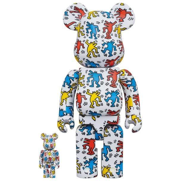 400% & 100% Bearbrick sæt - Keith Haring v9 (Dancing Dogs)