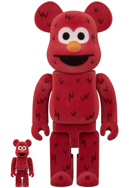 Set Bearbrick 400% e 100% - Elmo (Floccato)
