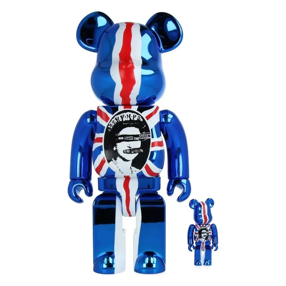 400% & 100% Bearbrick sæt - Sex Pistols - God save the Queen (Chrome Edition)-Medicom Toy-Bearbrick