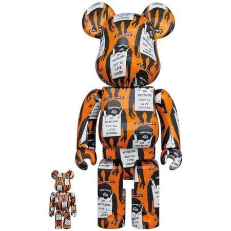 400% & 100% Bearbrick sæt - Monkey Sign (Banksy x Brandalised), 