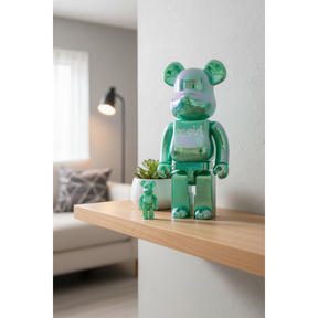 400% & 100% Bearbrick Set - X-girl (Clear Green)