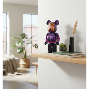 400% & 100% Bearbrick sæt - Camo Tiger by BAPE (Purple ver.)