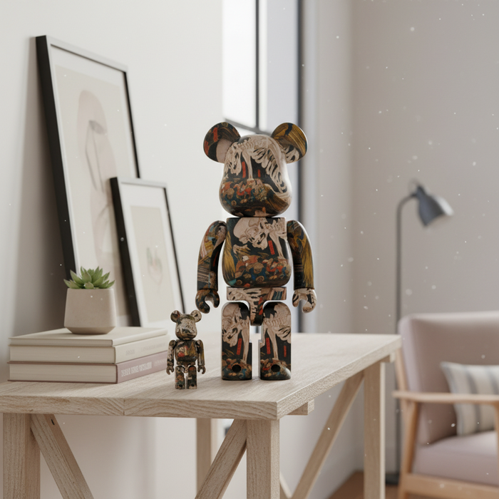 400% & 100% Bearbrick sæt - The Haunted Old Palace At Soma (Utagawa Kuniyoshi)-Medicom Toy-Bearbrick