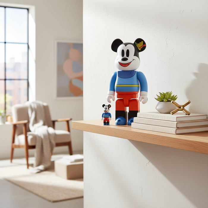 400% & 100% Bearbrick sæt - Mickey Mouse (Brave Little Tailor)