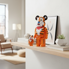 400% & 100% Bearbrick sæt - Tony The Tiger Flocky (Kelloggs)