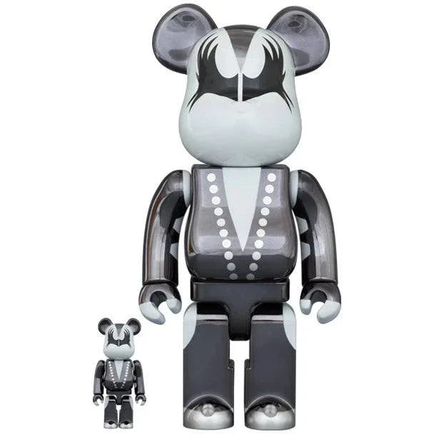 400% & 100% Bearbrick sæt - KISS Demon (Chrome ed.)-Medicom Toy-Bearbrick