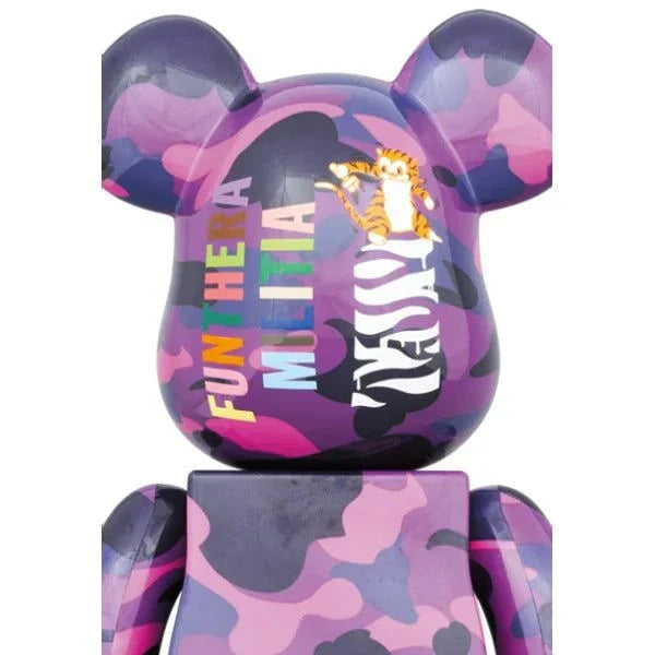 400% & 100% Bearbrick sæt - Camo Tiger by BAPE (Purple ver.)