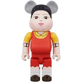 400% Bearbrick - Young-Hee inspired by Squid Game, iconic collectible toy by Medicom Toy.