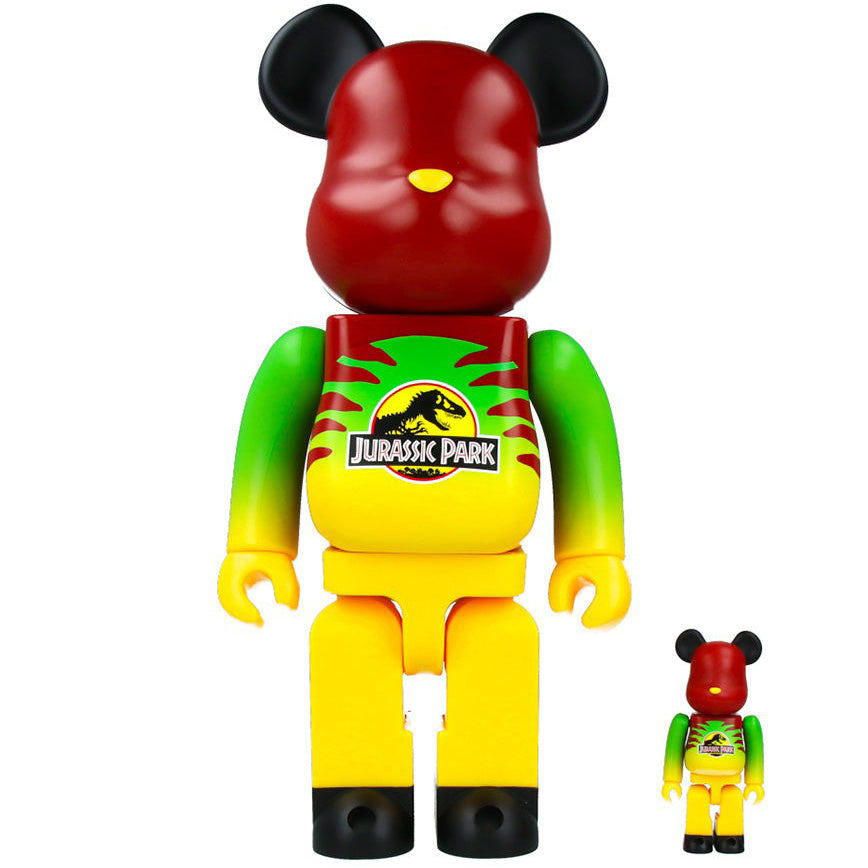 Set Bearbrick 400% & 100% - Jurassic Park (Verde & Giallo)