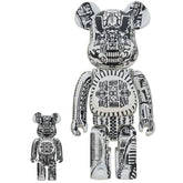 400% & 100% Bearbrick set - H.R. Giger (White Chrome)