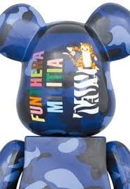400% & 100% Bearbrick sæt - Camo Tiger by BAPE (Blue ver.)