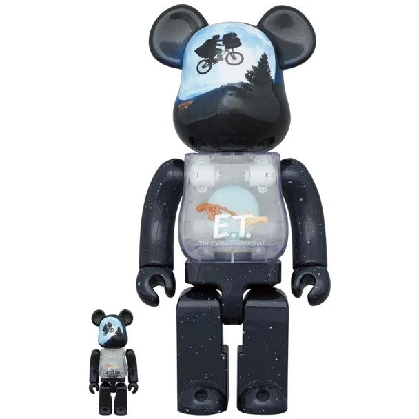 400% & 100% Bearbrick Set - E.T. (Light Up edition)-Medicom Toy-Bearbrick