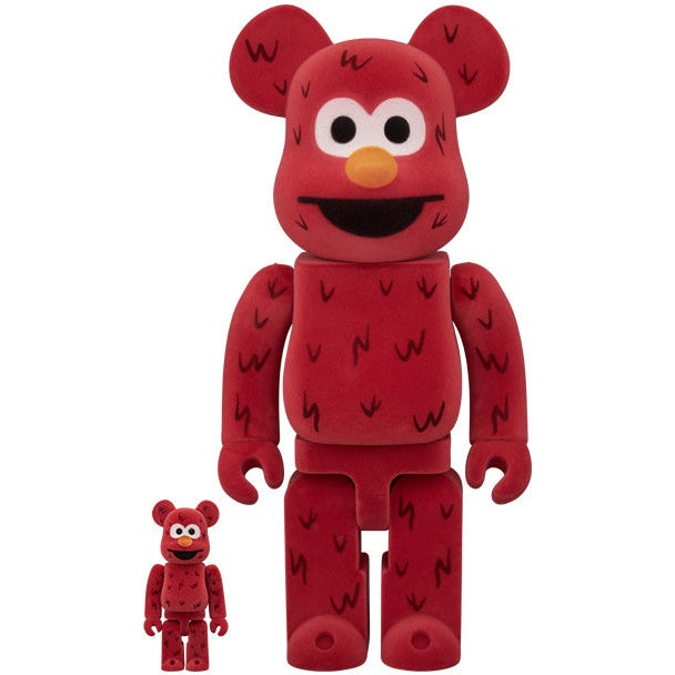 Set Bearbrick 400% e 100% - Elmo (Floccato)